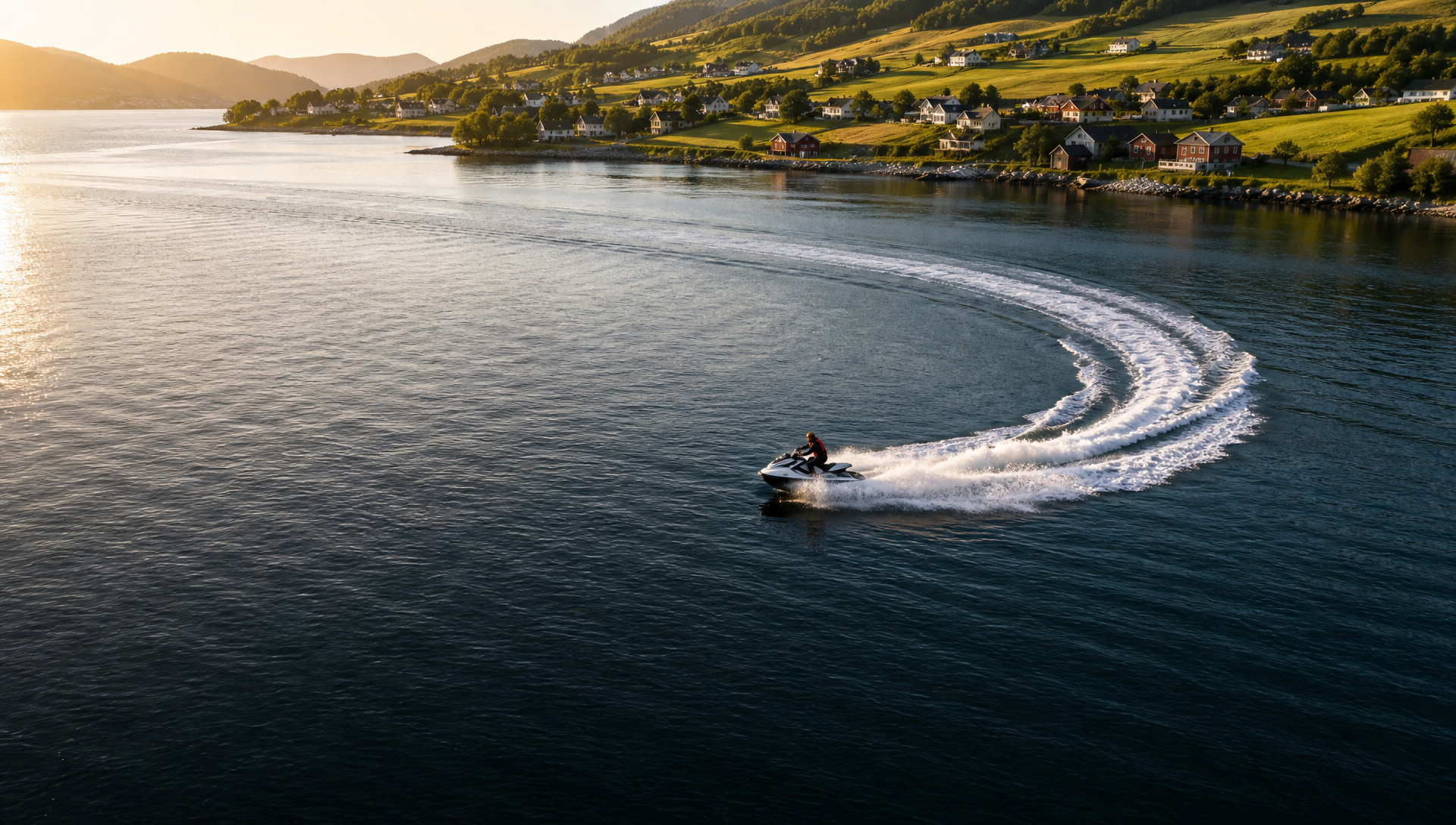 Vannscooter i full fart på Trondheimsfjorden